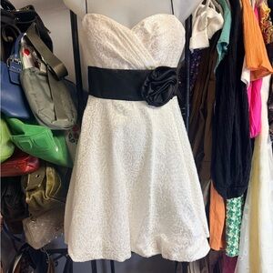 Hailey Logan Strapless White Dress with Black Sash